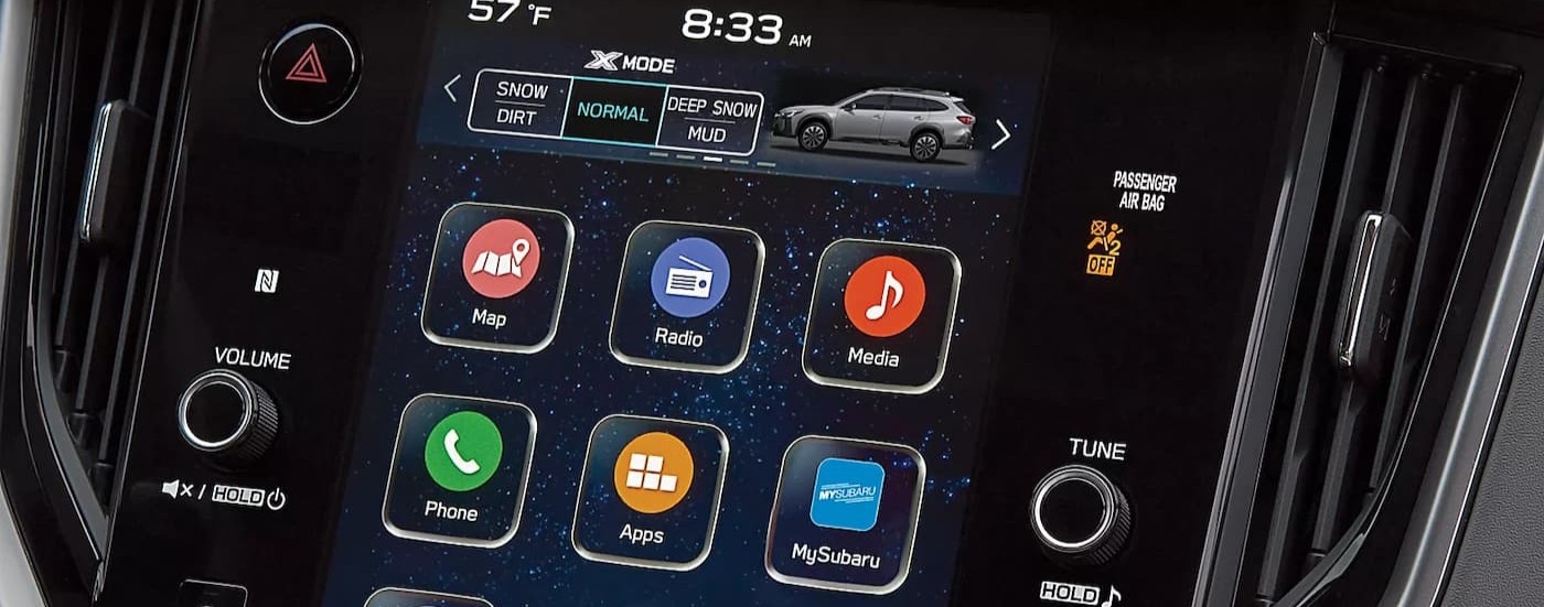 Close-up of the infotainment screen in a 2026 Subaru Outback.