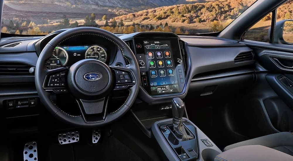 The black dash in a 2026 Subaru Crosstrek.