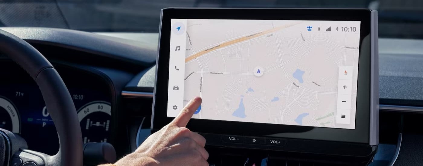 The infotainment screen in a 2026 Toyota Corolla for sale in Westminster.