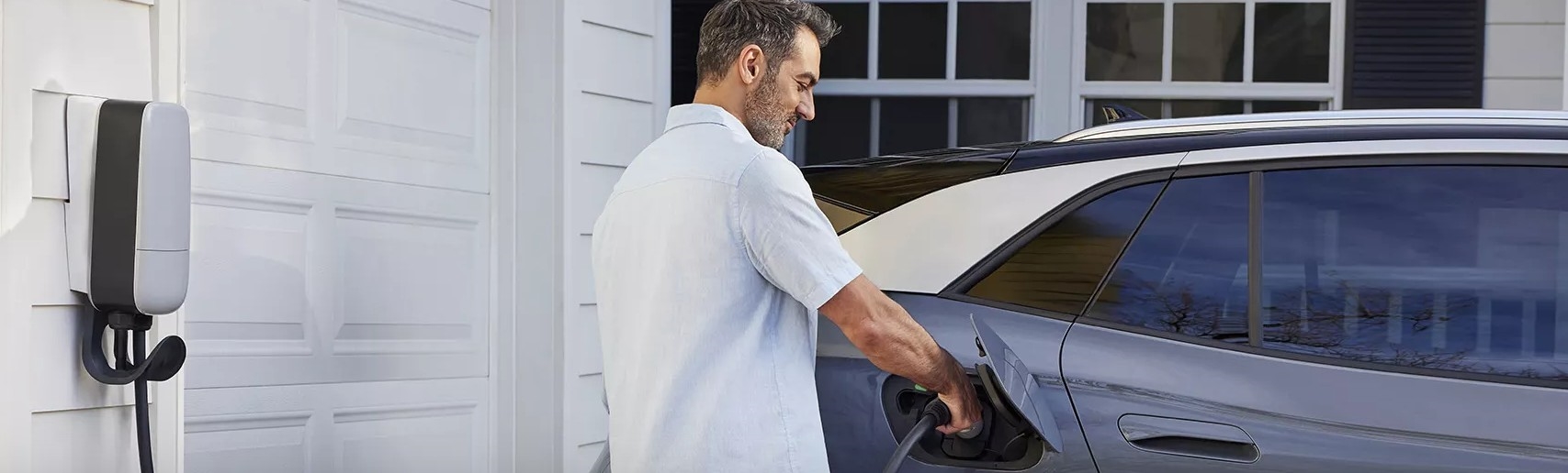 Exterior Charging of New Volkswagen ID.4 at Team Gillman Volkswagen of Kingwood near Jacinto City, TX