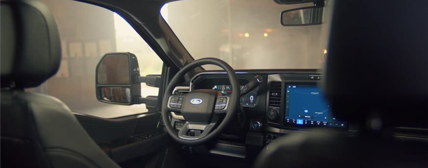 Black interior in a 2026 Ford F-250 for sale near Greenfield.