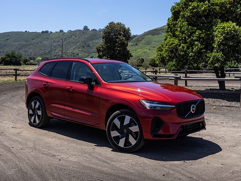 red 2026 Volvo XC60 SUV parked on the road in Mission Viejo, CA
