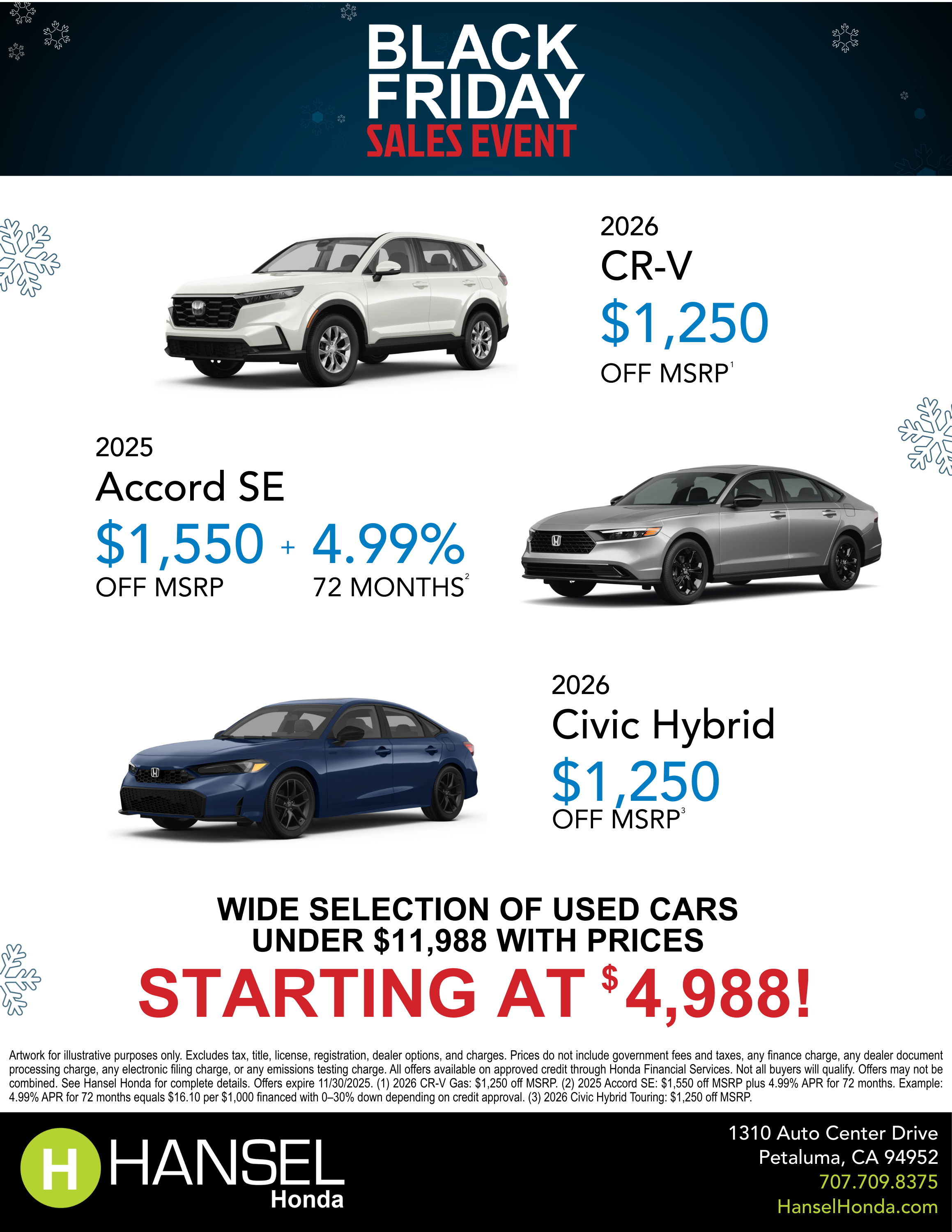 Hansel Honda Black Friday Flyer