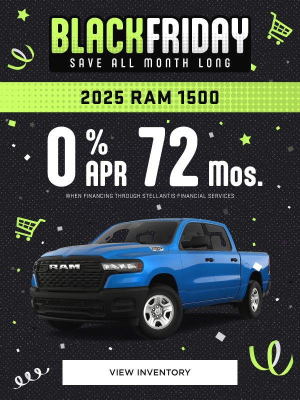 0% APR 72 mos. 2025 Ram 1500 SRP In Line Banner