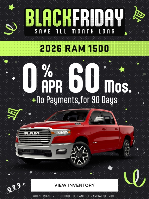 0% APR 60 mos. 2026 Ram 1500 SRP In-Line Banner
