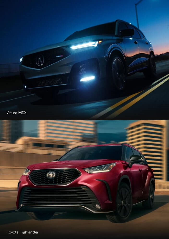 Acura MDX vs. Toyota Highlander Performance Specs & Handling