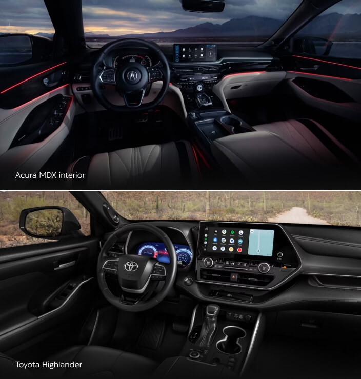 Acura MDX vs. Toyota Highlander Size, Space & Cargo Room