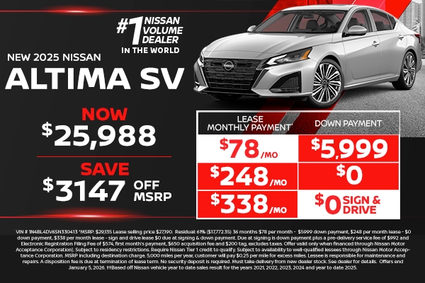New 2025 Nissan Altima SV Special