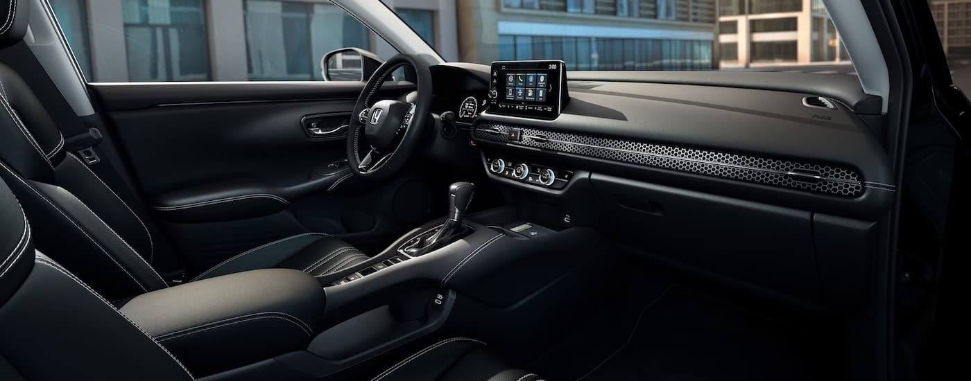 The black interior of a 2025 Honda HR-V.