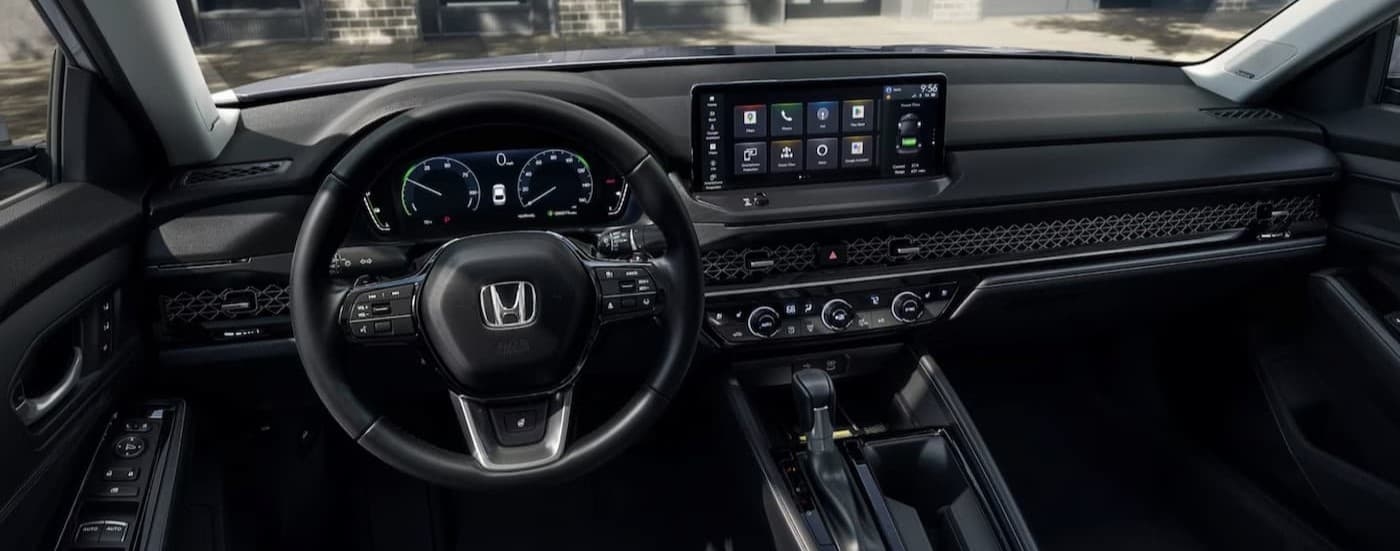 The black interior in a 2025 Honda Accord for sale near Coral Terrace.
