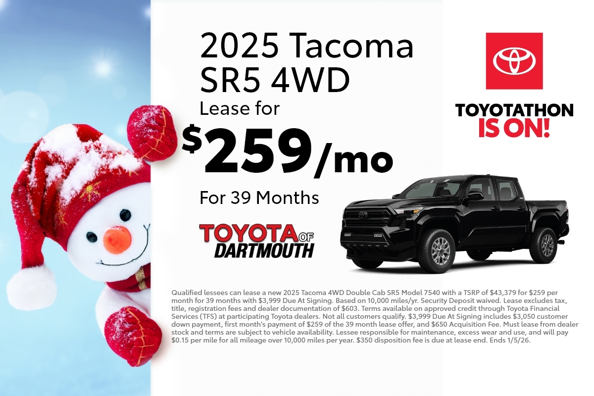 New Toyota Tacoma lease specials at Toyota of Dartmouth