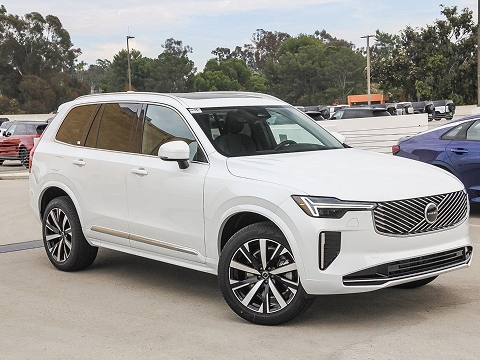white 2026 Volvo XC90 SUV parked at the Volvo Cars Mission Viejo dealership in Mission Viejo, CA