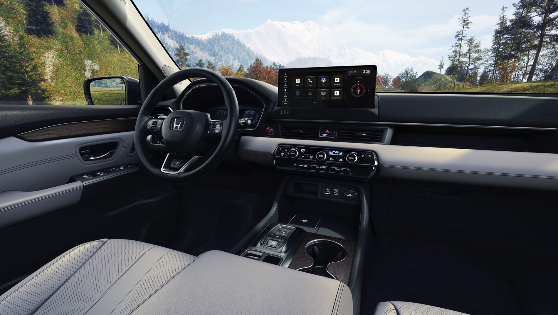 2026 Honda Pilot interior view of the dash and large touchscreen