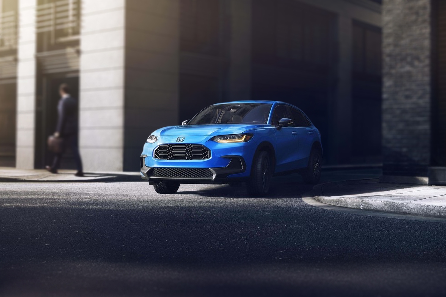 2026 Honda HR-V pulling out of an alleyway in the city