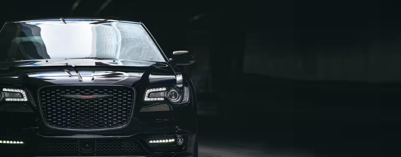 Front of a black 2023 Chrysler 300