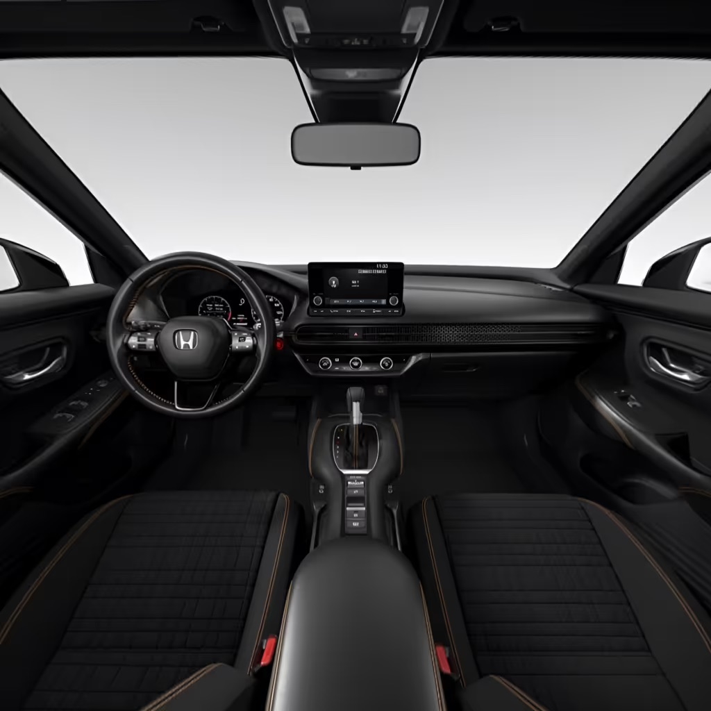 2026 Honda HR-V Sport Black Cloth with orange stitching interior view