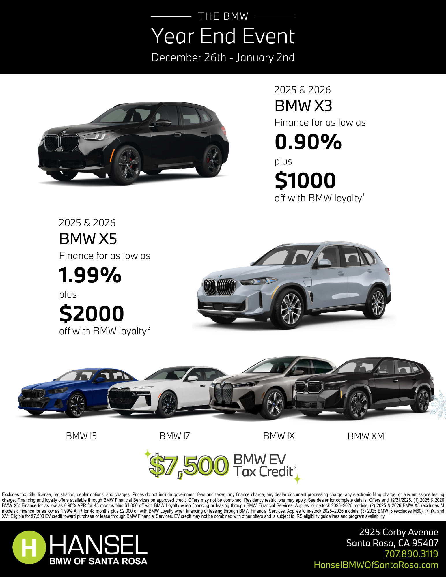 Hansel BMW Year End Event Specials