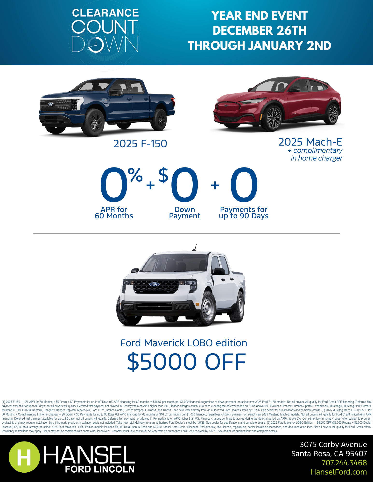 Hansel Ford Lincoln Petaluma Clearance Countdown