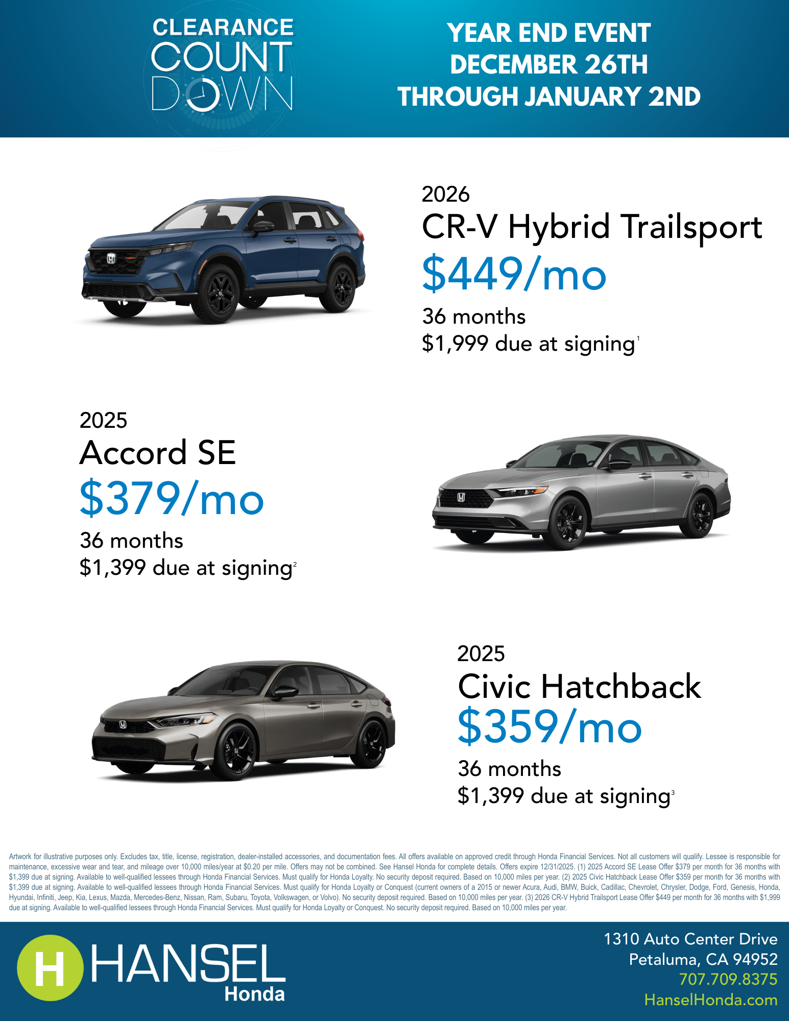 Hansel Honda Clearance Countdown