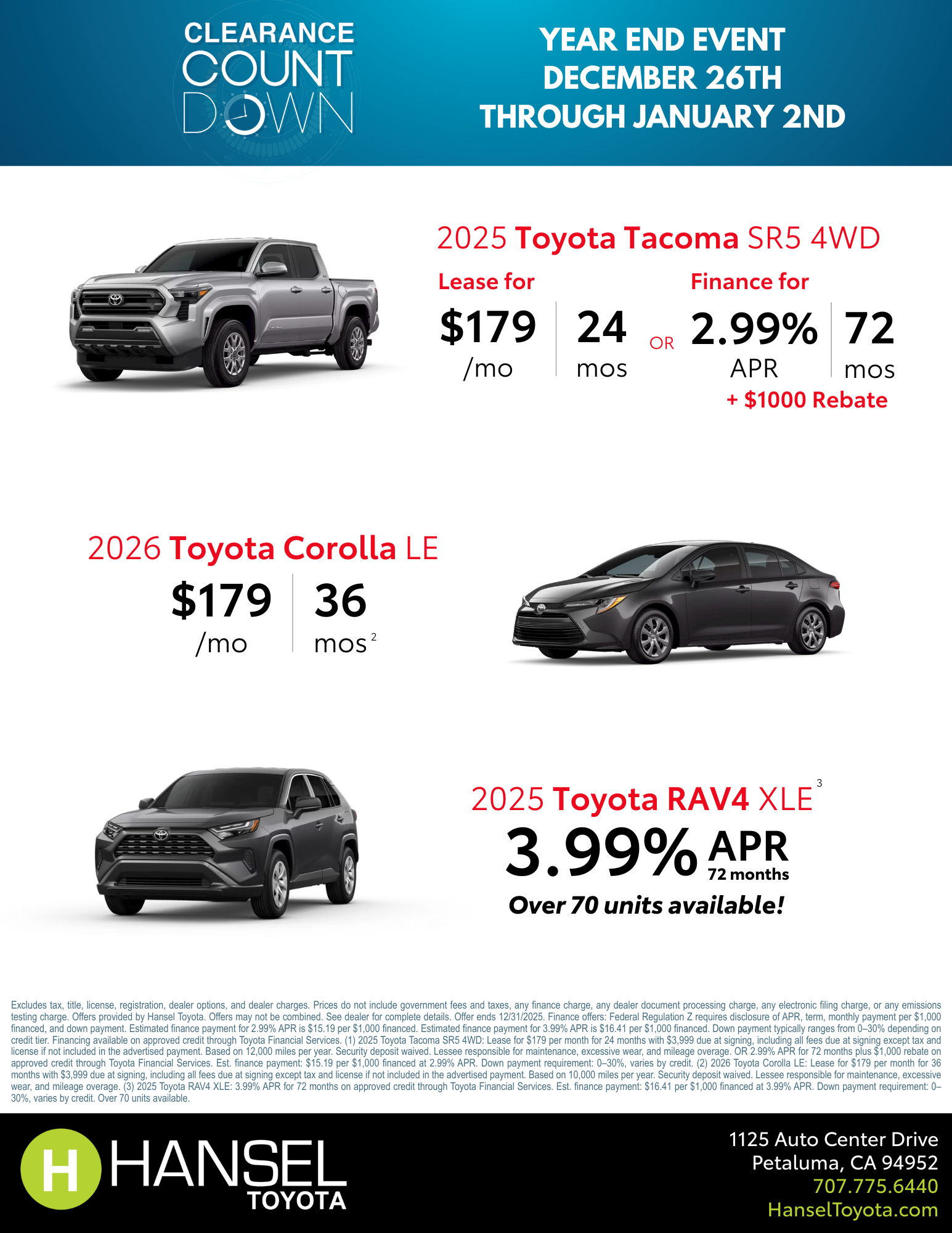 Hansel Toyota Clearance Countdown