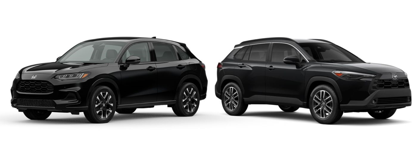 Black 2026 Honda HR-V and black 2026 Toyota Corolla Cross