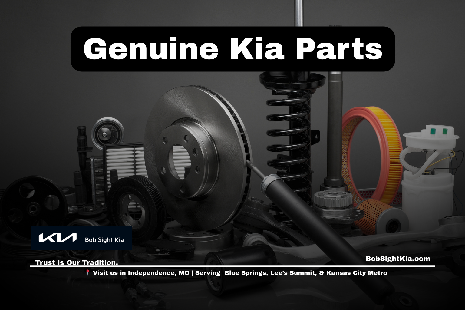 Genuine Kia parts available in Independence Missouri at Bob Sight Kia serving Grain Valley and Kansas City Metro drivers