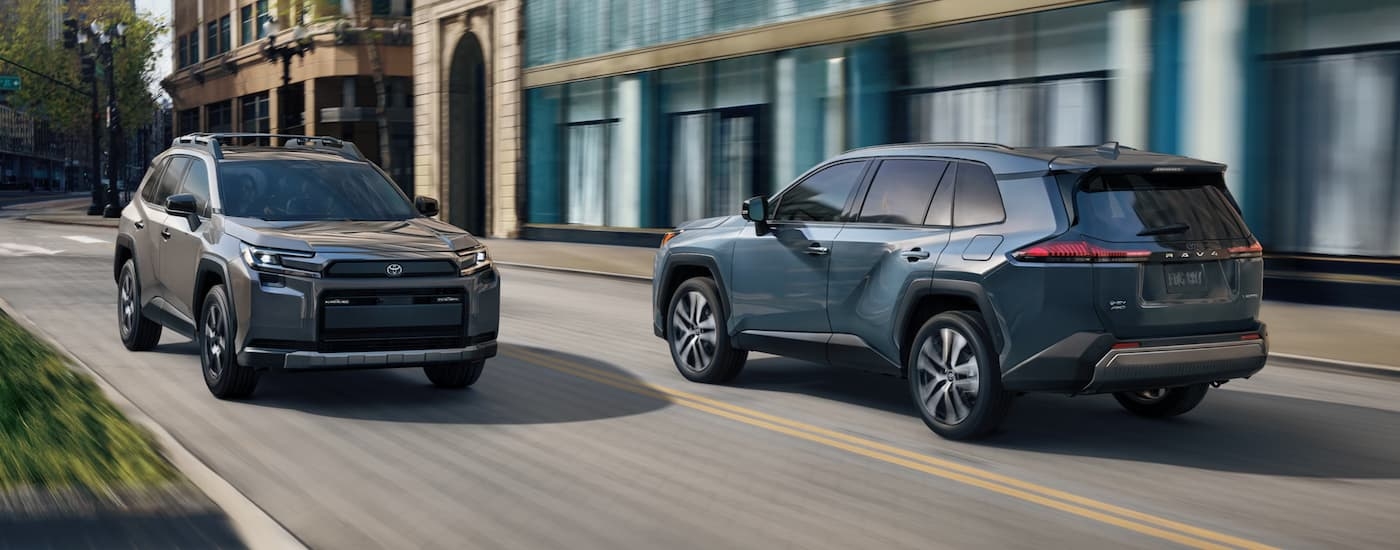 Two 2026 Toyota RAV4s for sale near Glasgow on a test drive