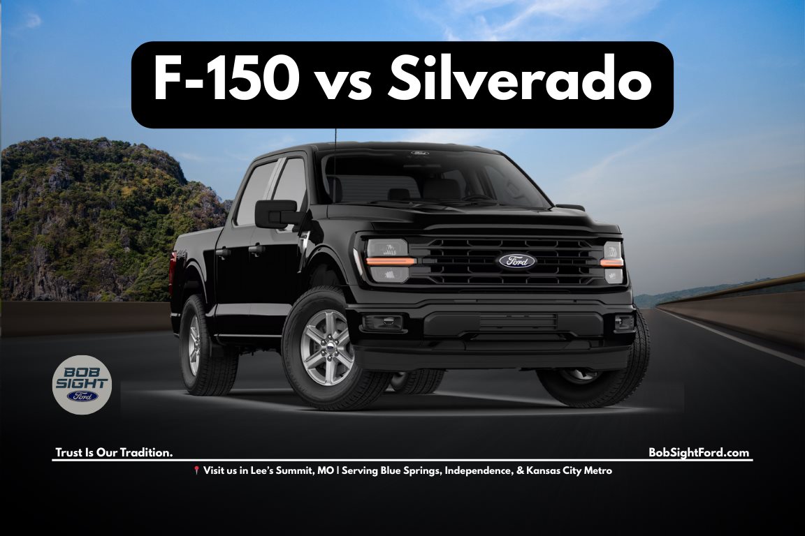 Ford F-150 vs Chevy Silverado comparison for Kansas City Metro work crews at Bob Sight Ford in Lee's Summit Missouri