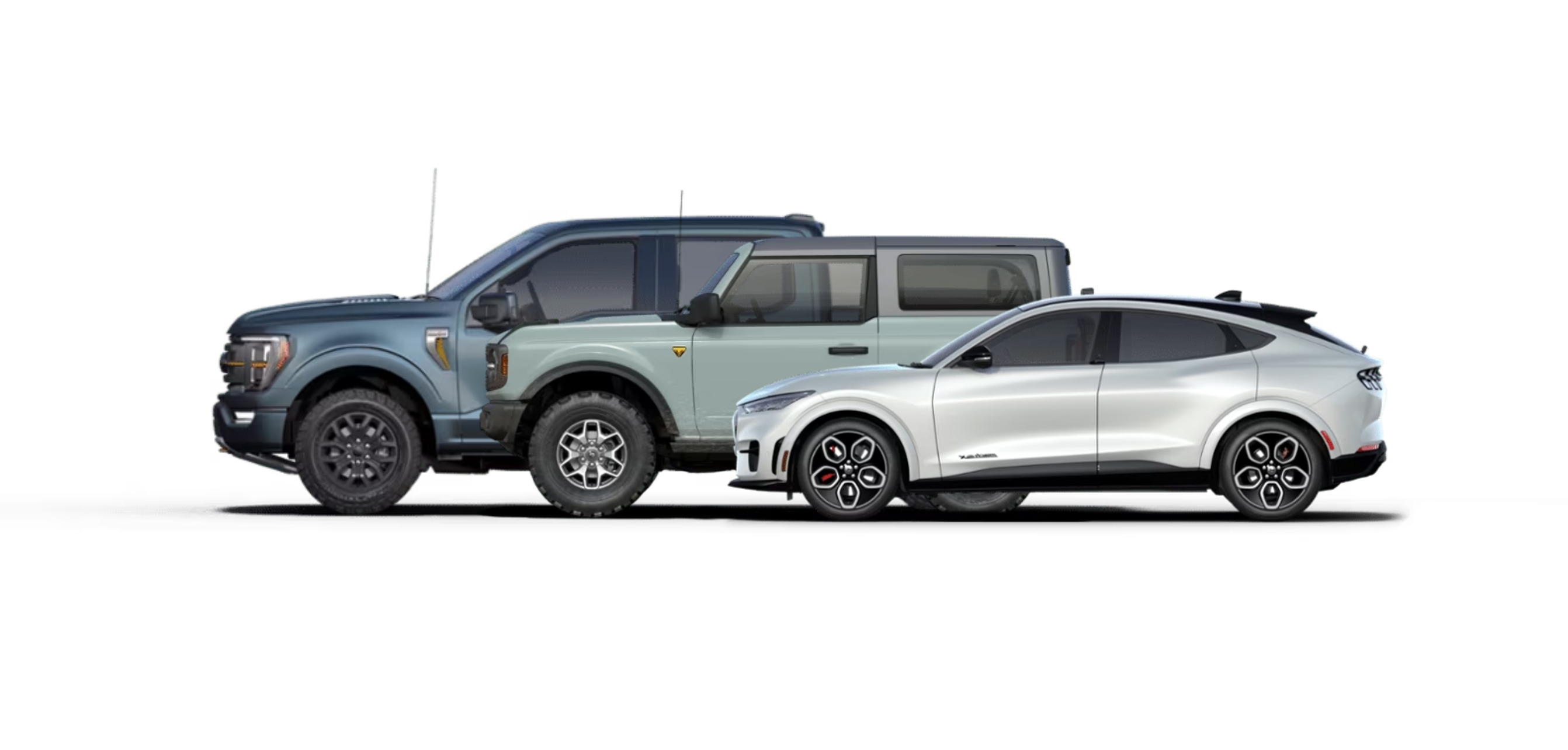 side profiles of 3 ford vehicles