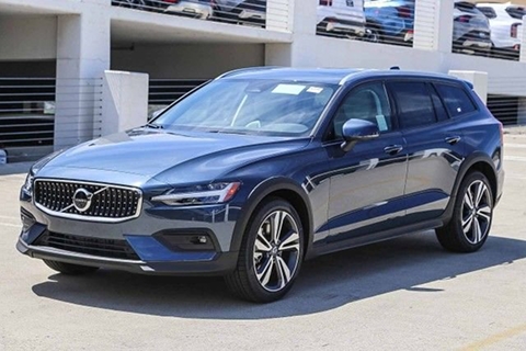 blue 2026 Volvo station wagen parked at the Volvo Cars Mission Viejo dealership in Mission Viejo, CA