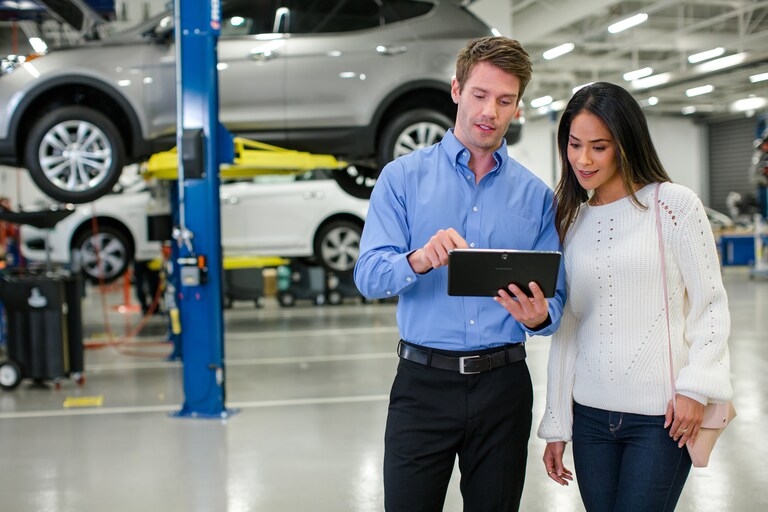 Used vehicle consultation at dealership