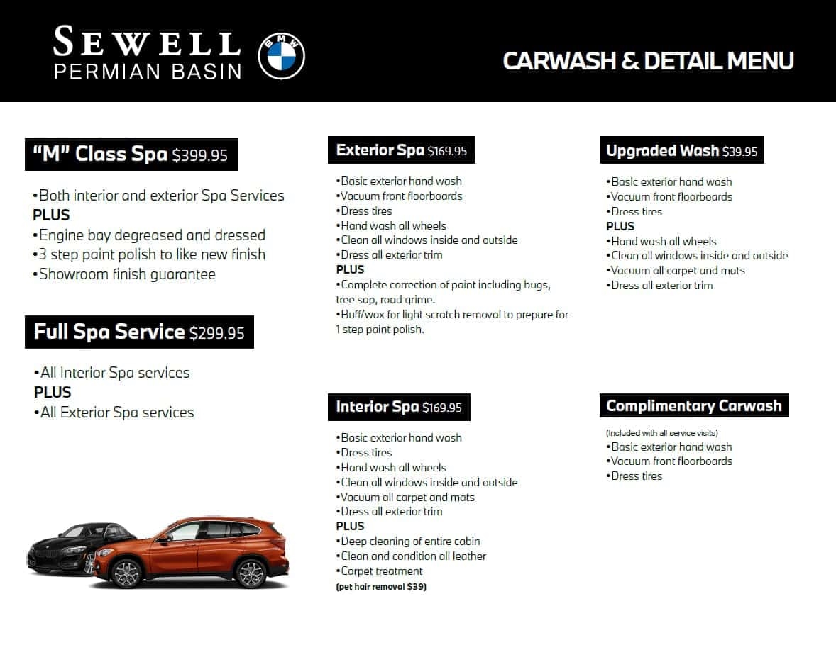 Sewell BMW Detail Menu