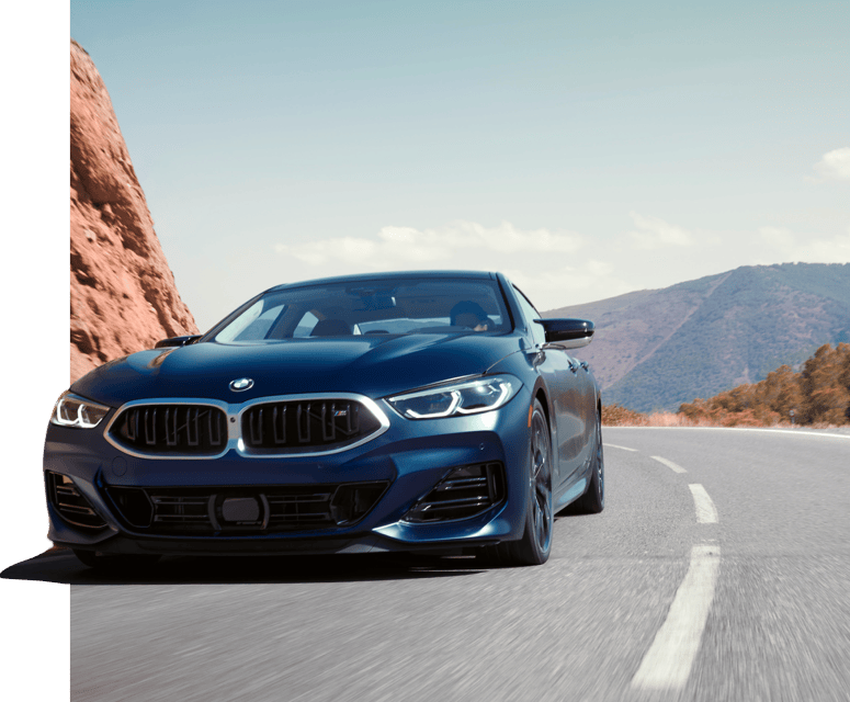 BMW driving on scenic road