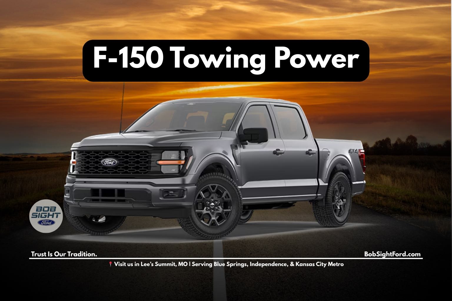 Ford F-150 towing capability demonstration at Bob Sight Ford in Lee’s Summit Missouri serving Kansas City Metro drivers