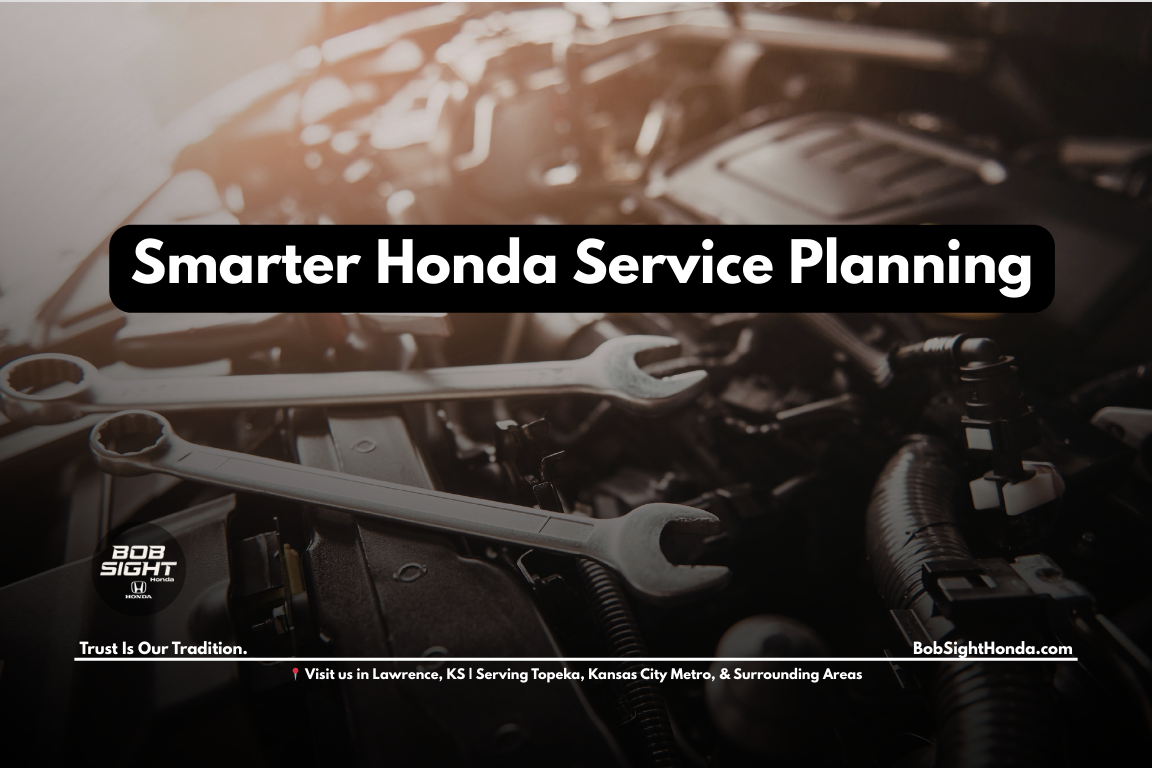 Honda Maintenance Minder service reminder display at Bob Sight Honda in Lawrence Kansas for Douglas County drivers planning routine maintenance
