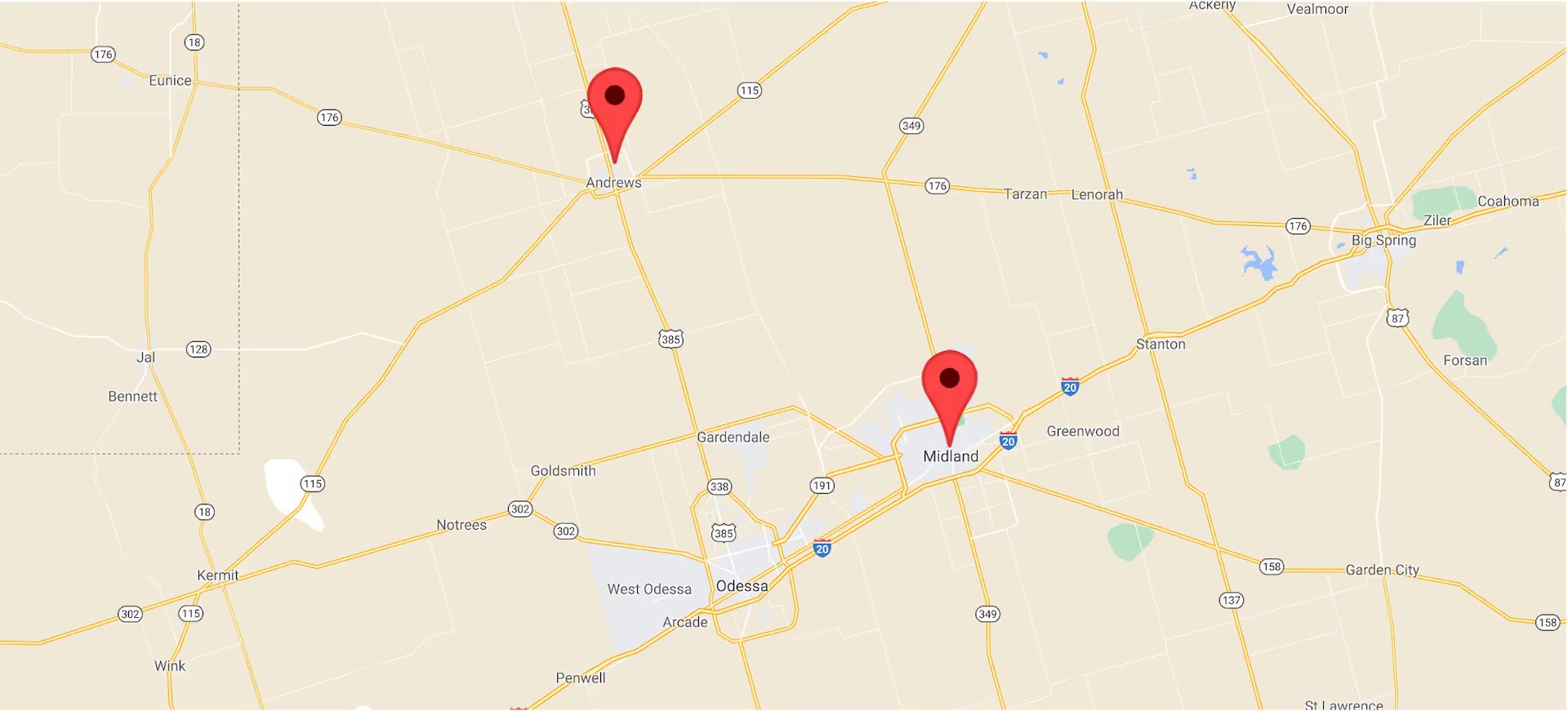 Map of Sewell GMC Service Locations