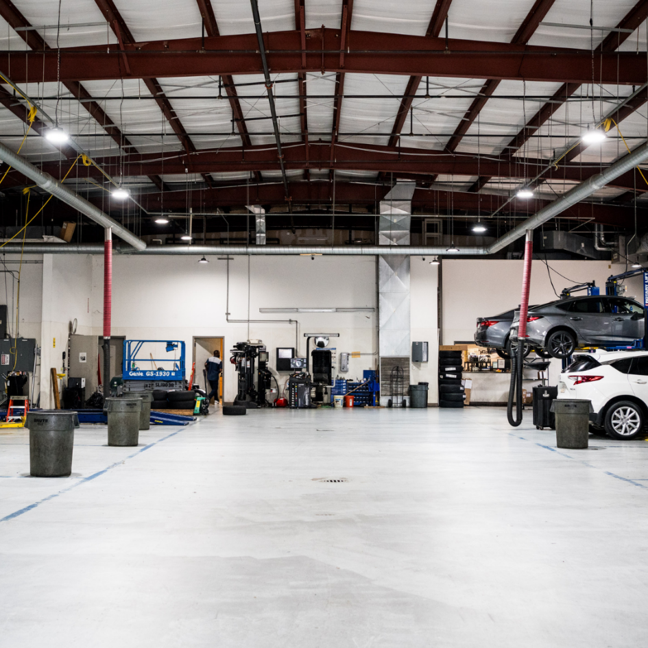 Acura service department bay interior
