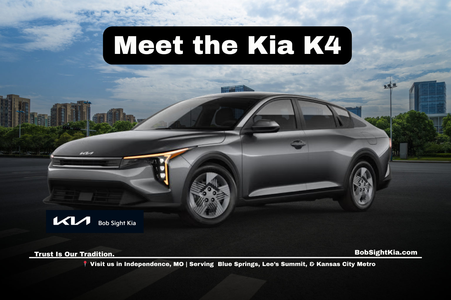 Kia K4 sedan for Independence Missouri and Kansas City Metro drivers at Bob Sight Kia