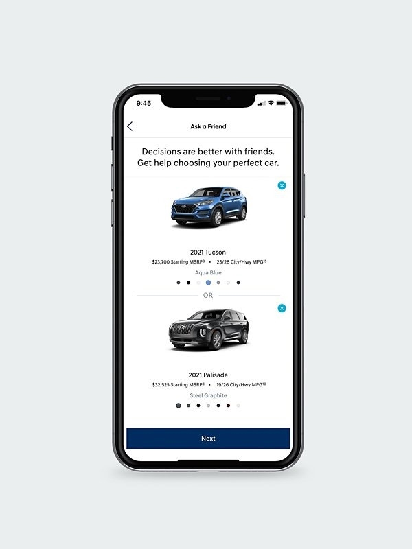 Hyundai Drive ask a friend screen