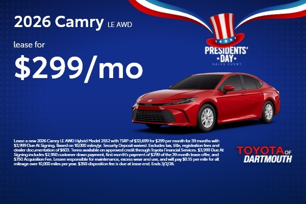 toyota camry lease at Toyota of Dartmouth
