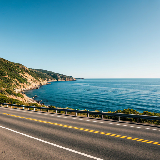 Scenic coastal road ocean