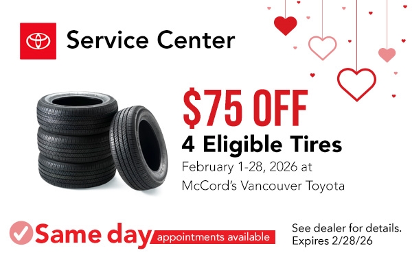 $75 off 4 Eligible Tires Same 