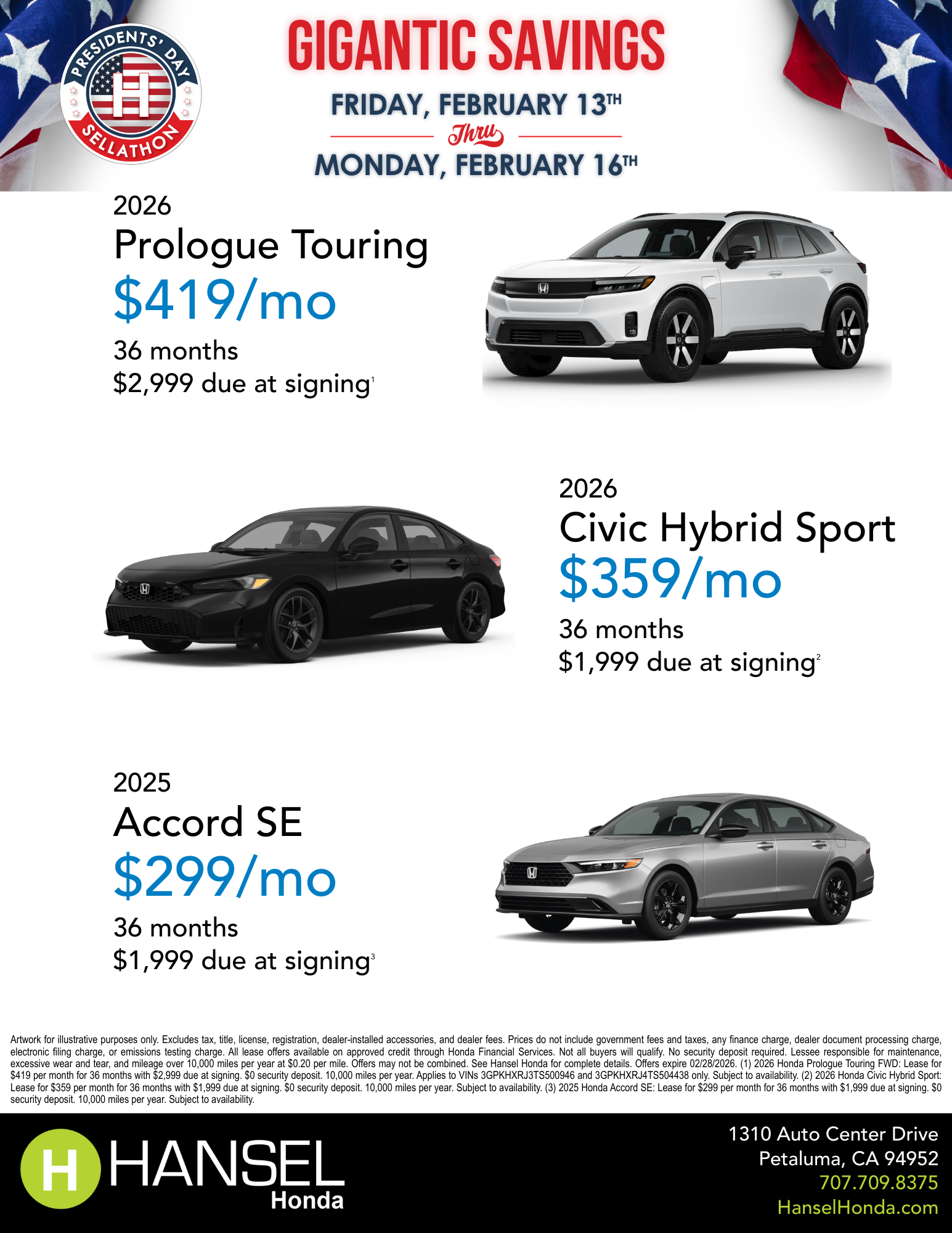 Hansel Honda President’s Day Specials