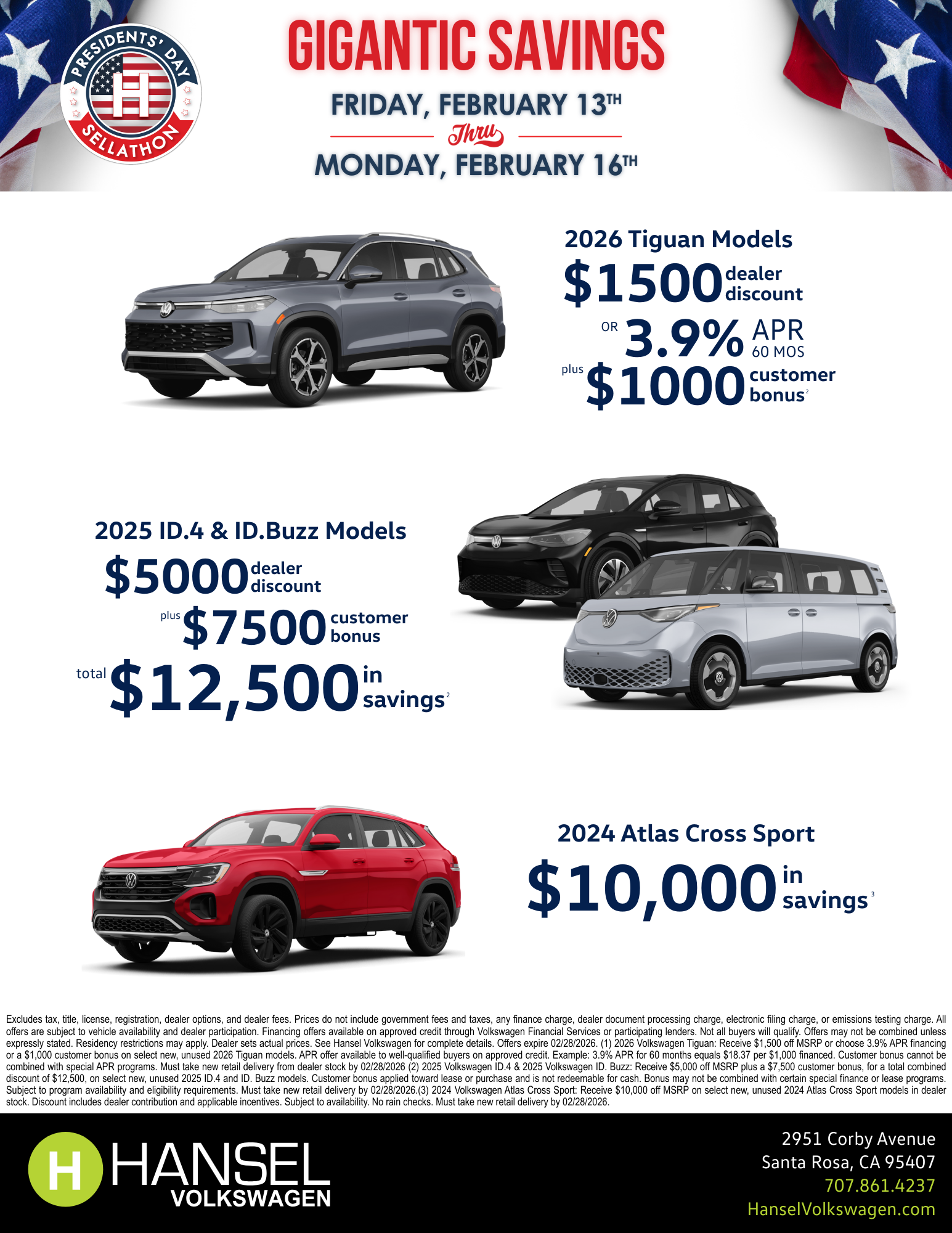 Hansel Volkswagen President’s Day Specials