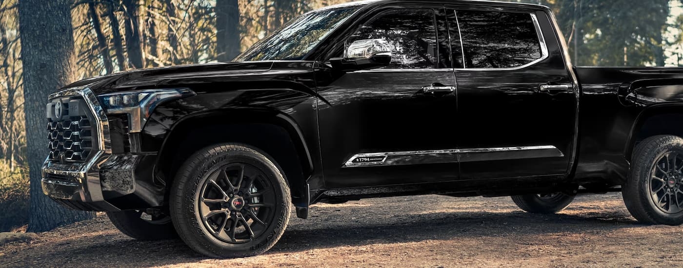 A black 2026 Toyota Tundra parked off-road