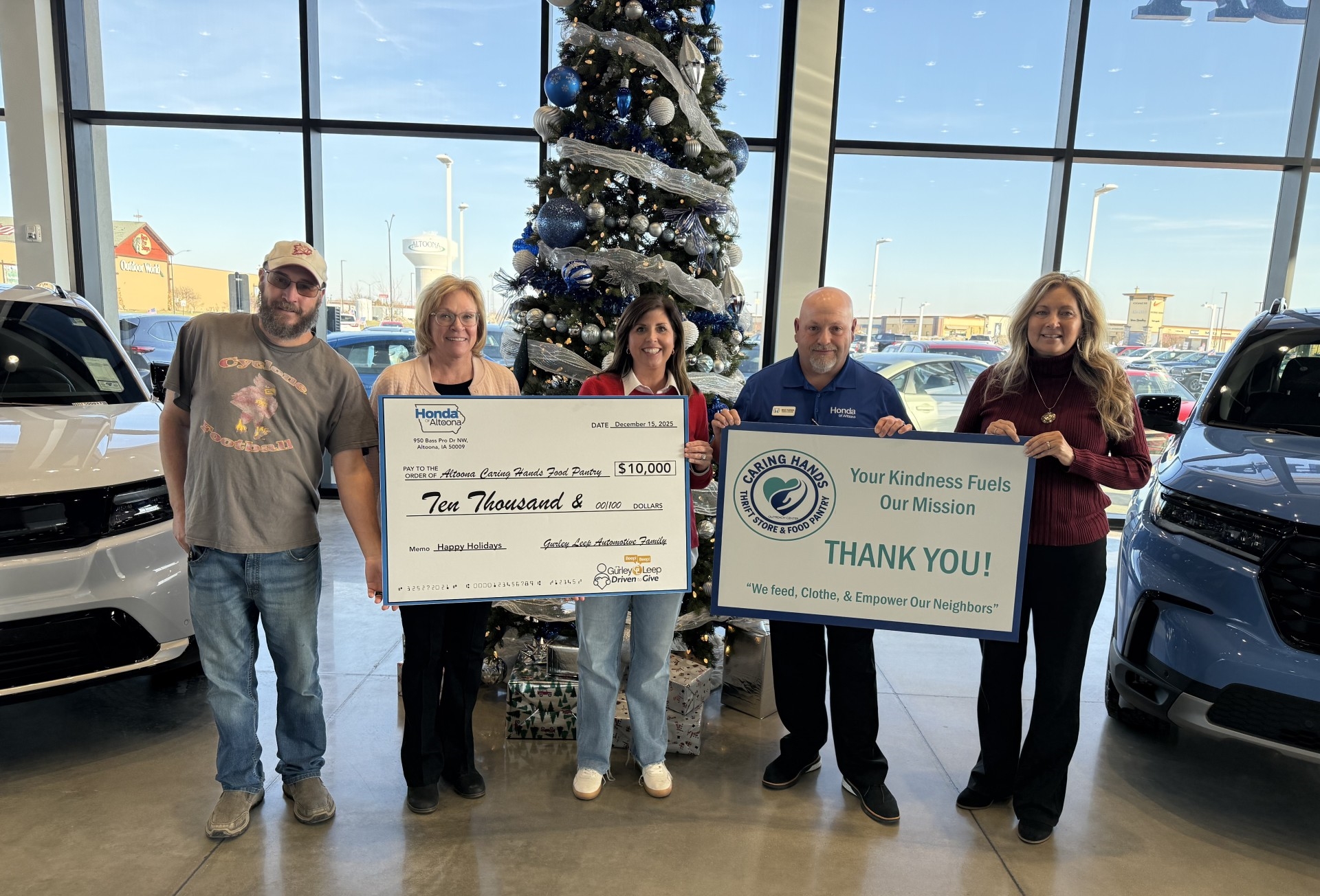 Honda of Altoona Donation to Caring Hands Food Pantry