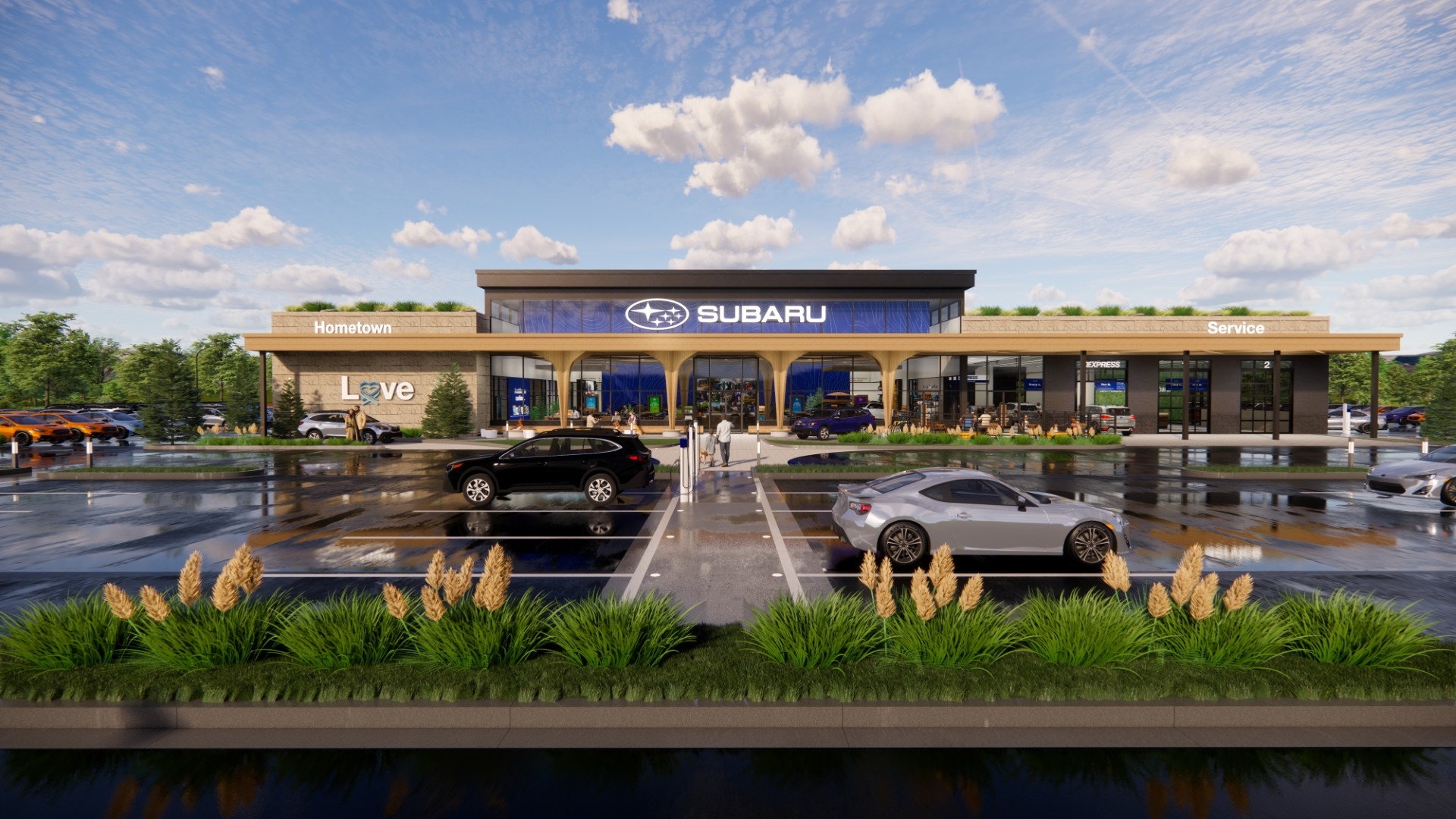 Exterior rendering of the new Generation Subaru facility at Castle Subaru McHenry
