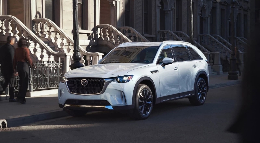 White 2026 Mazda CX-90 Hybrid for sale near Hialeah parked by a curb.