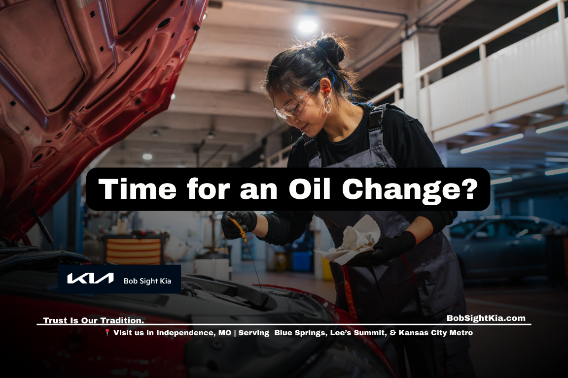 Kia oil change service being performed at Bob Sight Kia in Independence Missouri for Jackson County drivers