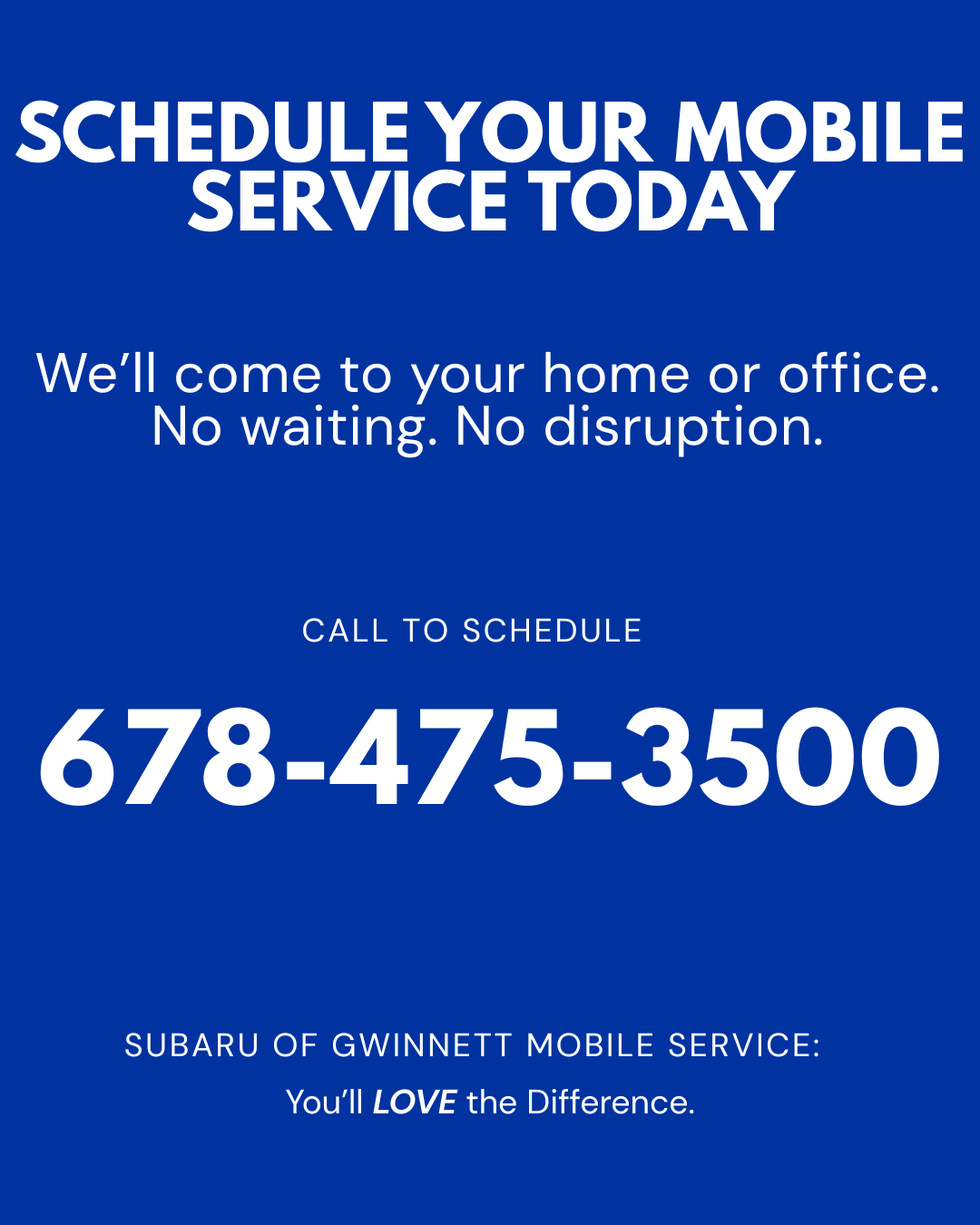 Schedule Your Mobile Subaru Service Today in Metro Atlanta